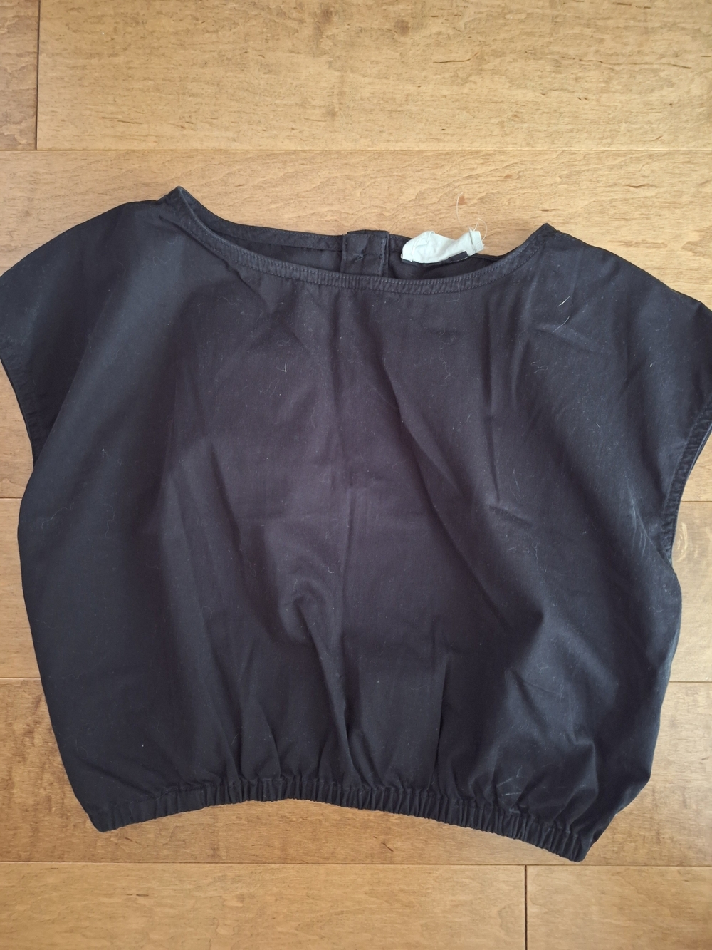 Everlane Black Cropped Elastic-Hem Top